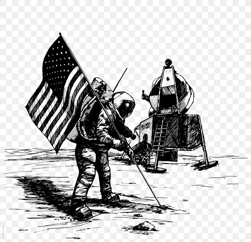 Apollo 11 Apollo Program Moon Landing Clip Art, PNG, 800x789px, Apollo 11, Apollo Lunar Module, Apollo Program, Astronaut, Black And White Download Free