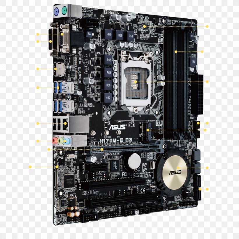 Intel Motherboard MicroATX LGA 1151 DDR3 SDRAM, PNG, 1000x1000px, Intel, Asus, Atx, Chipset, Computer Component Download Free