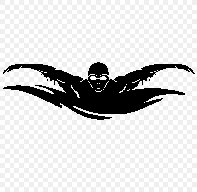 Sticker Wall Decal Swimming Sport Clip Art, PNG, 800x800px, Sticker, Beak, Bird, Black, Black And White Download Free