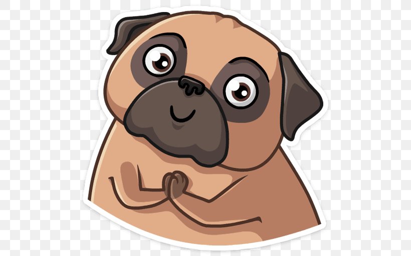 Telegram Sticker VK Pug Viber, PNG, 512x512px, Telegram, Alejandro, Artikel, Carnivoran, Cartoon Download Free