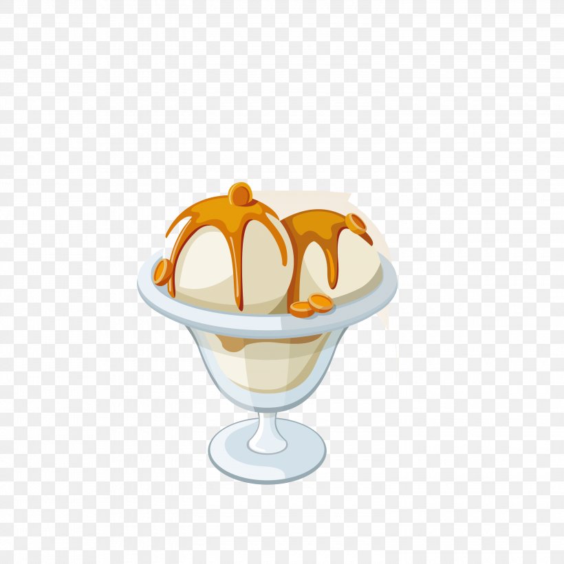 Ice Cream Dessert Illustration, PNG, 3000x3000px, Ice Cream, Confectionery, Cream, Dairy Product, Dame Blanche Download Free