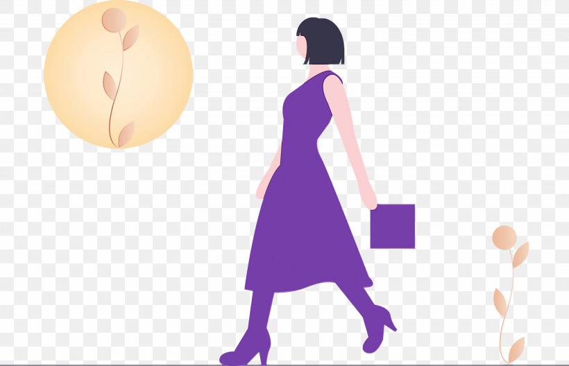 Purple Violet Silhouette Dress Animation, PNG, 3000x1935px, Art Thinking, Animation, Dress, Paint, Purple Download Free