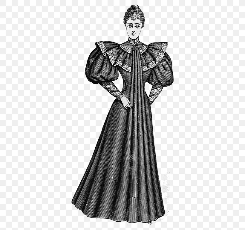 Victorian Era Edwardian Era Victorian Fashion Robe Vintage Clothing, PNG, 369x768px, Victorian Era, Black And White, Clothing, Costume, Costume Design Download Free