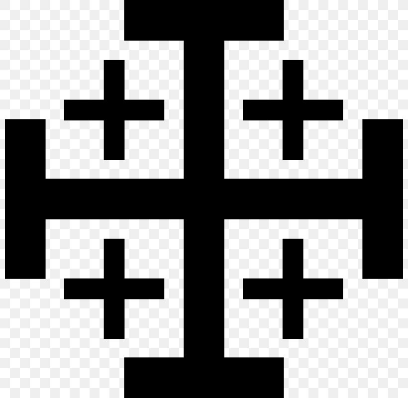 Jerusalem Cross Calvary Crusades Kingdom Of Jerusalem, PNG, 800x800px, Jerusalem Cross, Area, Black And White, Brand, Calvary Download Free