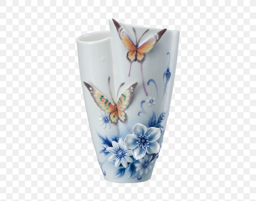 Vase Ceramic Franz Butterfly Cup, PNG, 645x645px, Vase, Artifact, Blue And White Porcelain, Butterfly, Ceramic Download Free
