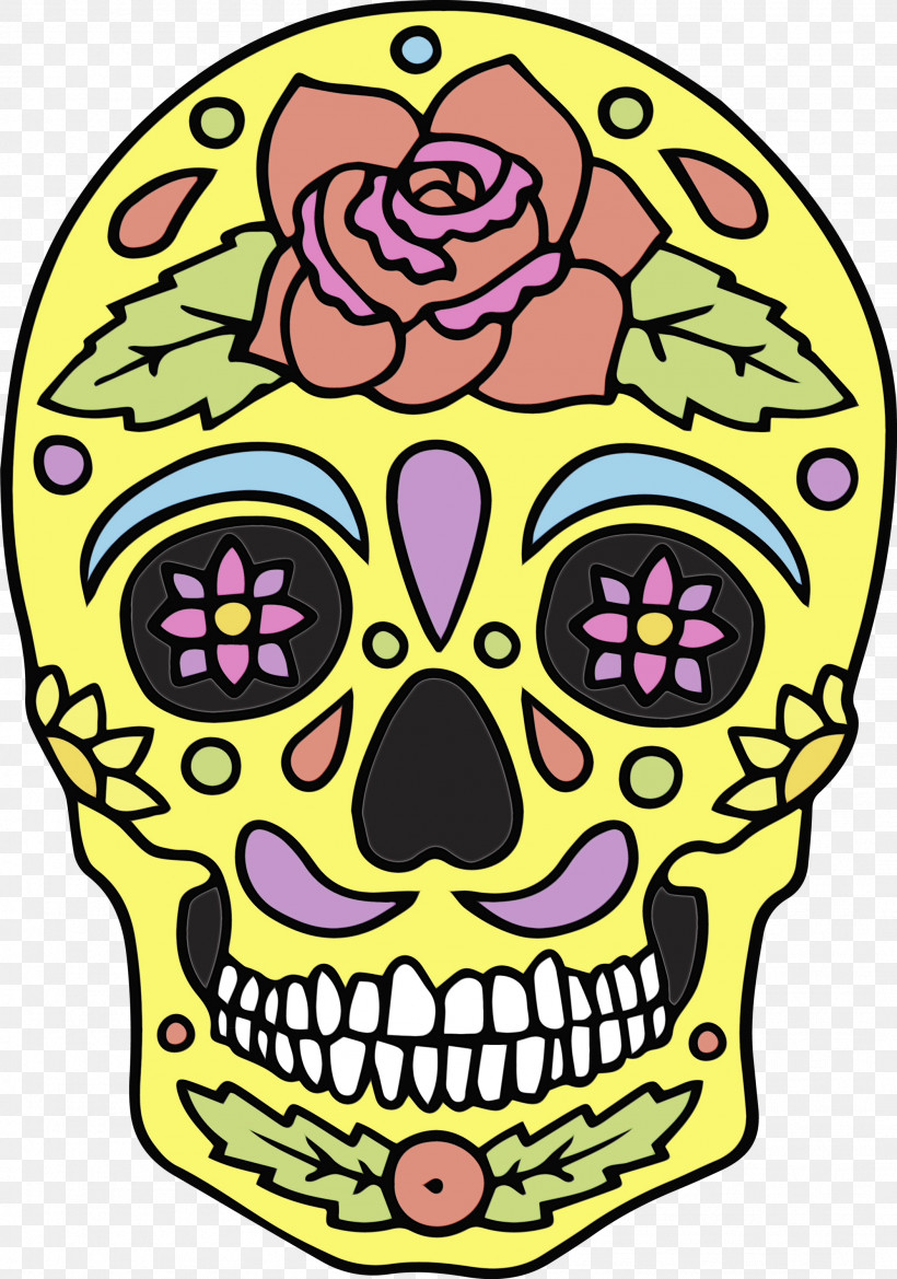 Day Of The Dead Drawing Visual Arts Watercolor Painting Cartoon, PNG, 2104x3000px, Skull, Cartoon, Cinco De Mayo, Day Of The Dead, Drawing Download Free