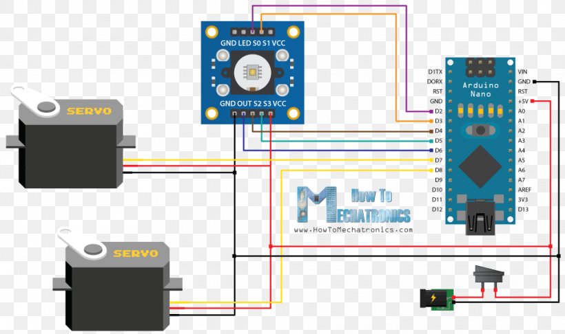 Wiring Diagram Arduino Servomotor Color Vehicle Audio, PNG, 960x569px, Wiring Diagram, Arduino, Cable Harness, Circuit Component, Circuit Diagram Download Free