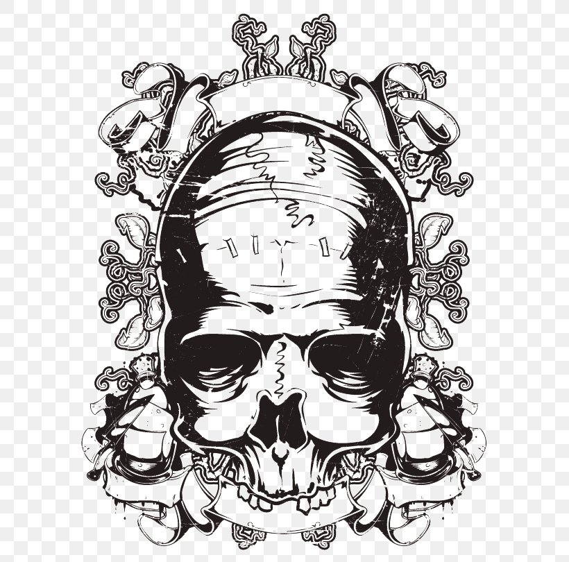 Euclidean Vector Illustration, PNG, 595x810px, Skull, Art, Black And White, Bone, Drawing Download Free