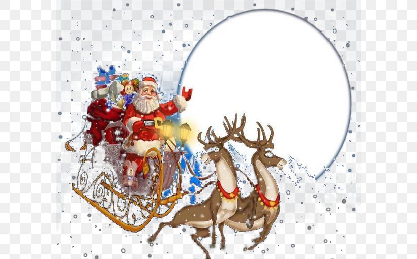 Santa Claus Reindeer Sled Christmas, PNG, 600x510px, Santa Claus, Art, Christmas, Christmas Eve, Christmas Ornament Download Free