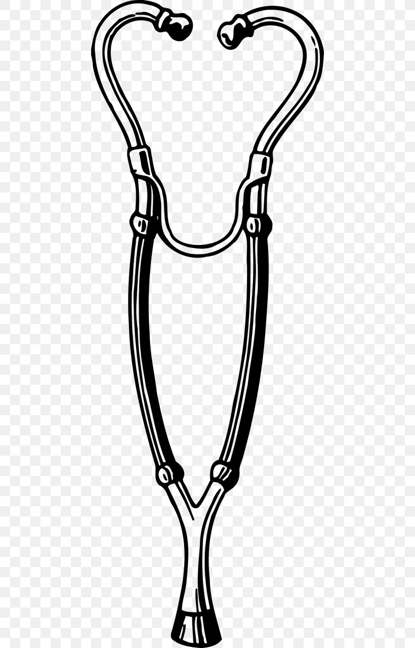 Stethoscope Physician Clip Art, PNG, 640x1280px, Stethoscope, Auscultation, Black, Black And White, Body Jewelry Download Free