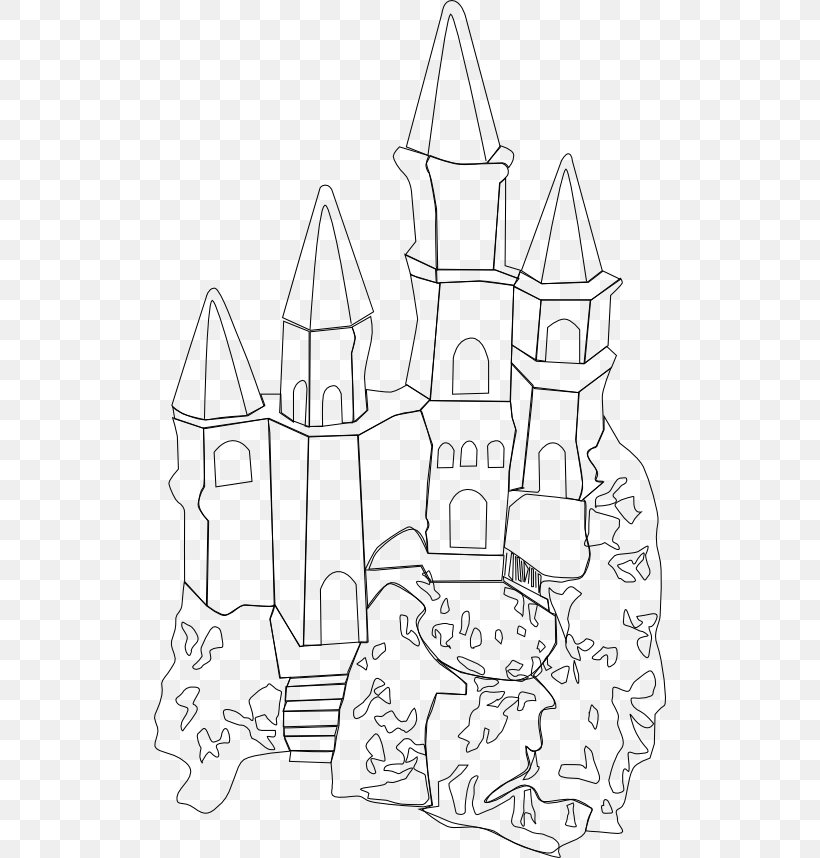 Castle Clip Art, PNG, 512x858px, Castle, Area, Artwork, Black And White, Drawing Download Free