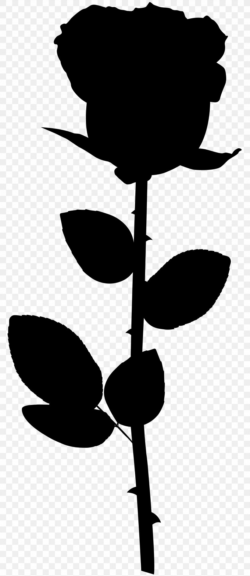 Leaf Clip Art Silhouette Plant Stem Line, PNG, 3484x8000px, Leaf, Black M, Blackandwhite, Botany, Flower Download Free