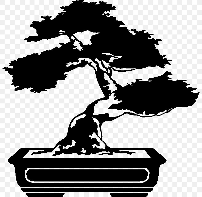 Bonsai Sticker Art Wall Decal Tree, PNG, 800x800px, Bonsai, Apartment, Art, Black And White, Branch Download Free