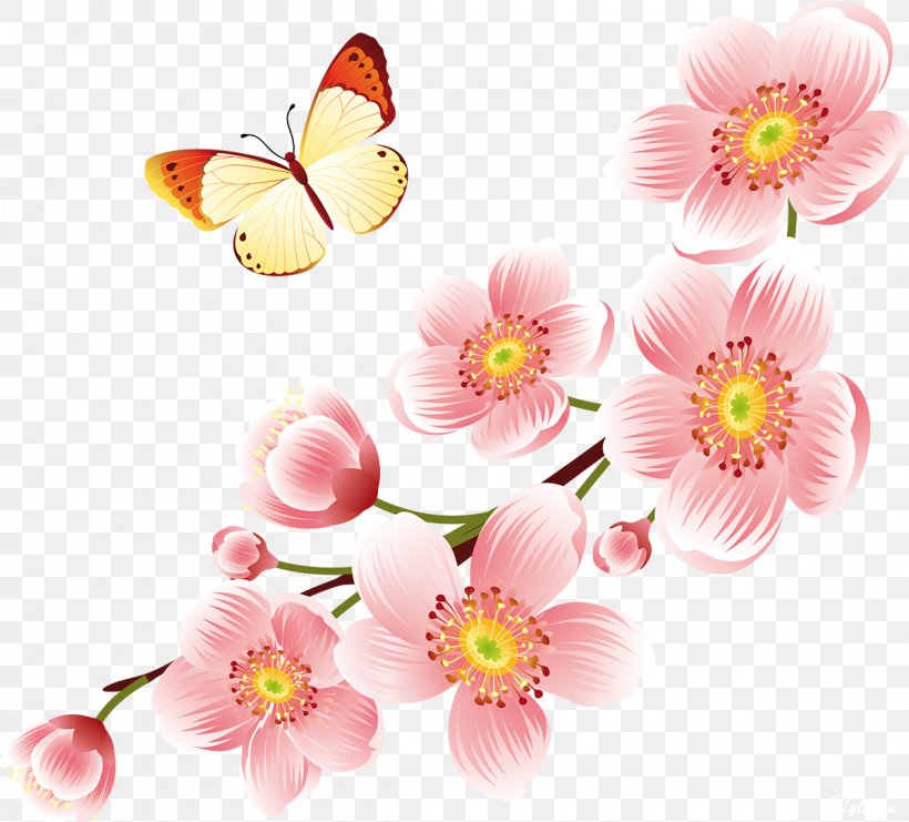 Cherry Blossom Flower Floral Design, PNG, 1200x1085px, Cherry Blossom, Blossom, Borders And Frames, Butterfly, Chrysanthemum Download Free