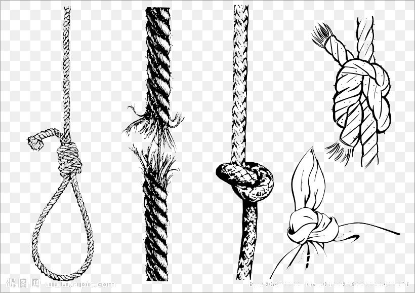 Rope Knot Cdr, PNG, 818x578px, Rope, Black And White, Body Jewelry, Cdr, Hardware Accessory Download Free