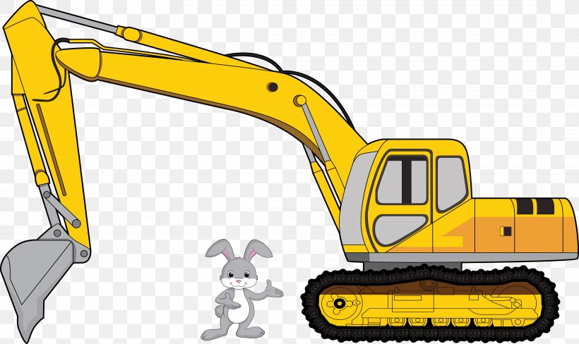 Excavator Heavy Machinery Bulldozer Clip Art Cartoon, PNG, 4346x2587px, Excavator, Backhoe, Bulldozer, Cartoon, Construction Download Free