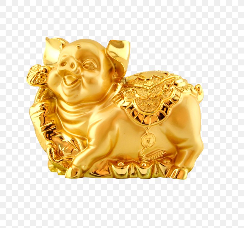 Domestic Pig Gold Chinese Zodiac, PNG, 770x767px, Domestic Pig, Animal, Chinese Zodiac, Gold, Metal Download Free