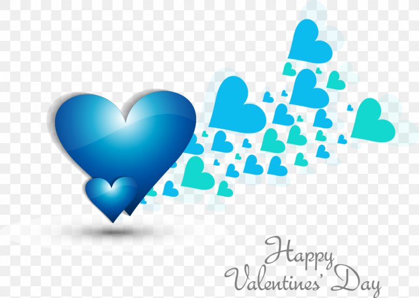 Blue Heart-shaped Elements, PNG, 1021x727px, Valentine S Day, Aqua, Blue, Brand, Greeting Note Cards Download Free