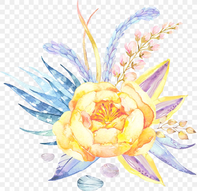 Flower Yellow Watercolor Painting Euclidean Vector, PNG, 3011x2929px, Flower, Art, Cut Flowers, Fictional Character, Floral Design Download Free