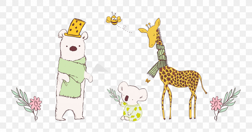 Friends Koala Giraffe, PNG, 2500x1317px, Friends, Animal Figurine, Biology, Cartoon, Deer Download Free