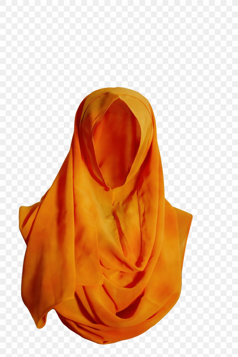 Scarf Silk, PNG, 2000x3000px, Watercolor, Orange, Paint, Satin, Scarf Download Free