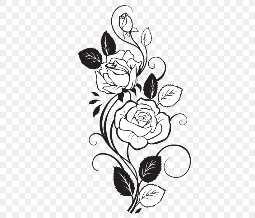Vector Graphics Drawing Rose Design Flower, PNG, 700x700px, Drawing, Art, Blackandwhite, Botany, Cdr Download Free