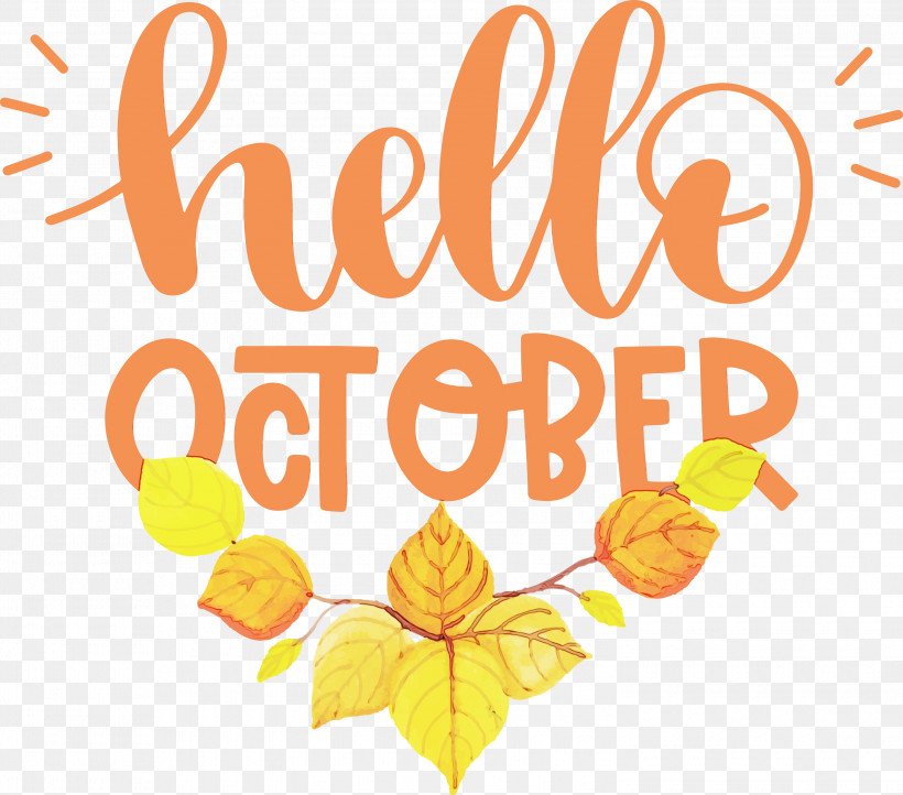 Floral Design, PNG, 3000x2645px, Hello October, Biology, Floral Design, Fruit, Happiness Download Free