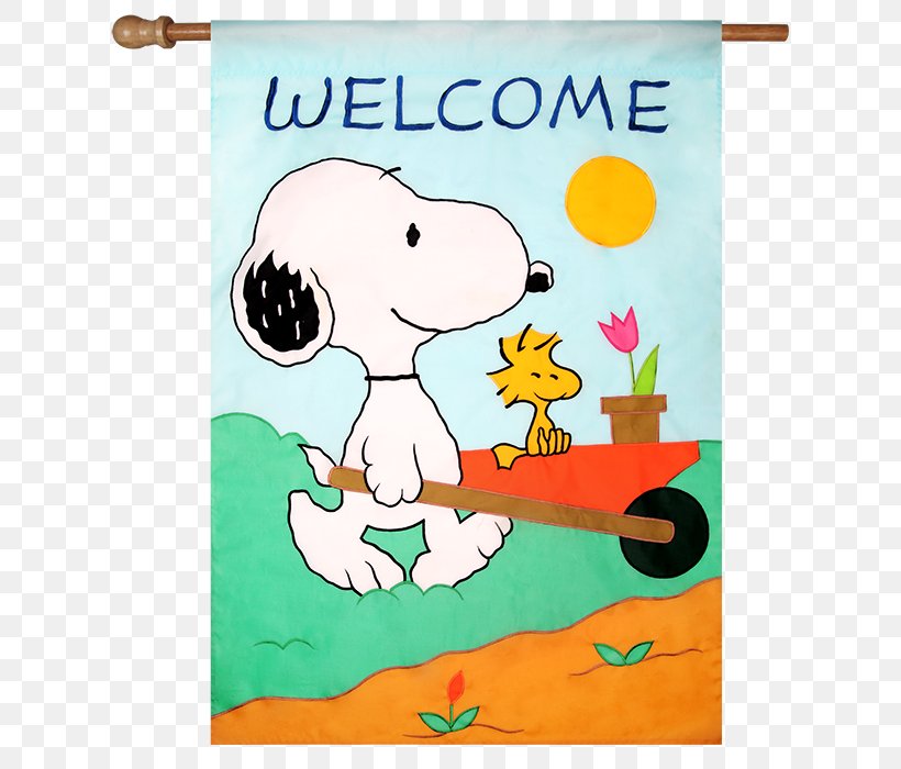 Snoopy Woodstock Charlie Brown Peanuts Flag, PNG, 700x700px, Snoopy, Advertising, Area, Banner, Cartoon Download Free