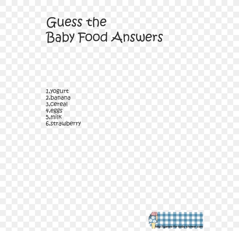 Baby Shower Infant Party Game Baby Food, PNG, 612x792px, Baby Shower, Area, Baby Food, Brand, Child Download Free