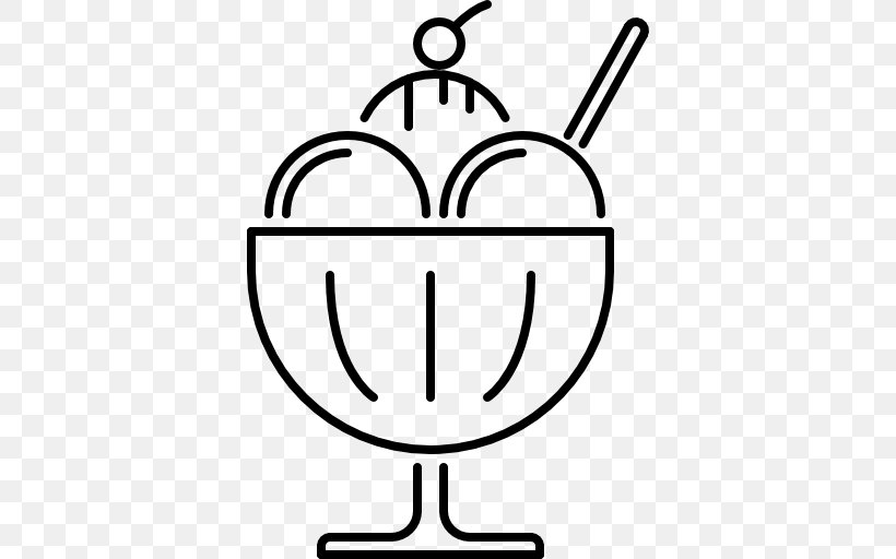 Ice Cream Sundae, PNG, 512x512px, Ice Cream, Black And White, Drawing, Drink, Food Download Free