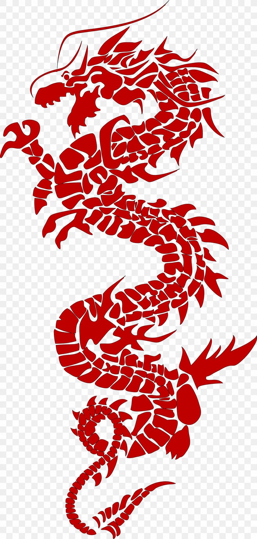 Chinese Dragon Silhouette Japanese Dragon, PNG, 1391x2917px, Dragon, Area, Art, Artwork, Black And White Download Free