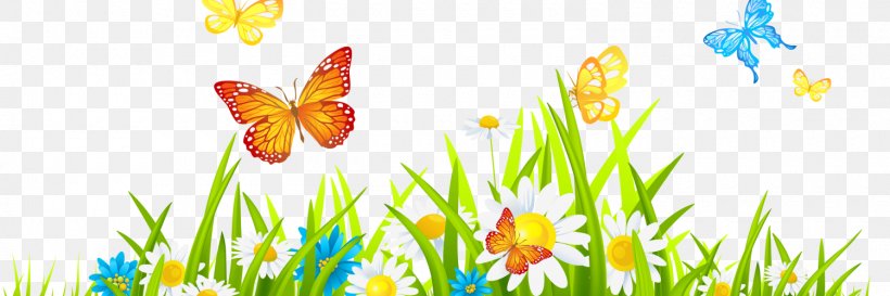 Flower Desktop Wallpaper Clip Art, PNG, 1500x500px, Flower, Butterfly, Document, Flowering Plant, Grass Download Free