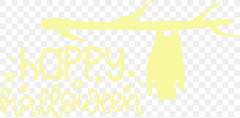 Logo Font Yellow Line Meter, PNG, 3000x1477px, Happy Halloween, Geometry, Happiness, Line, Logo Download Free