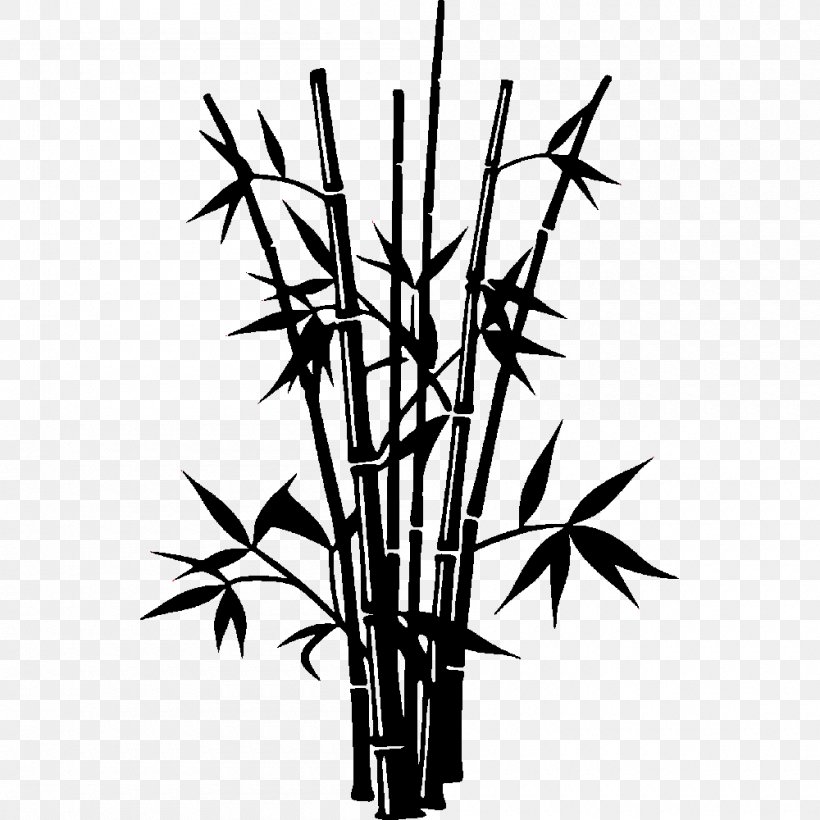 Bamboo Drawing Silhouette, PNG, 1000x1000px, Bamboo, Bamboo Painting, Black And White, Branch, Drawing Download Free