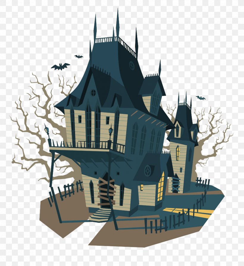 Euclidean Vector Halloween Illustration, PNG, 916x1000px, Haunted House, Behance, Brand, Building, Cartoon Download Free
