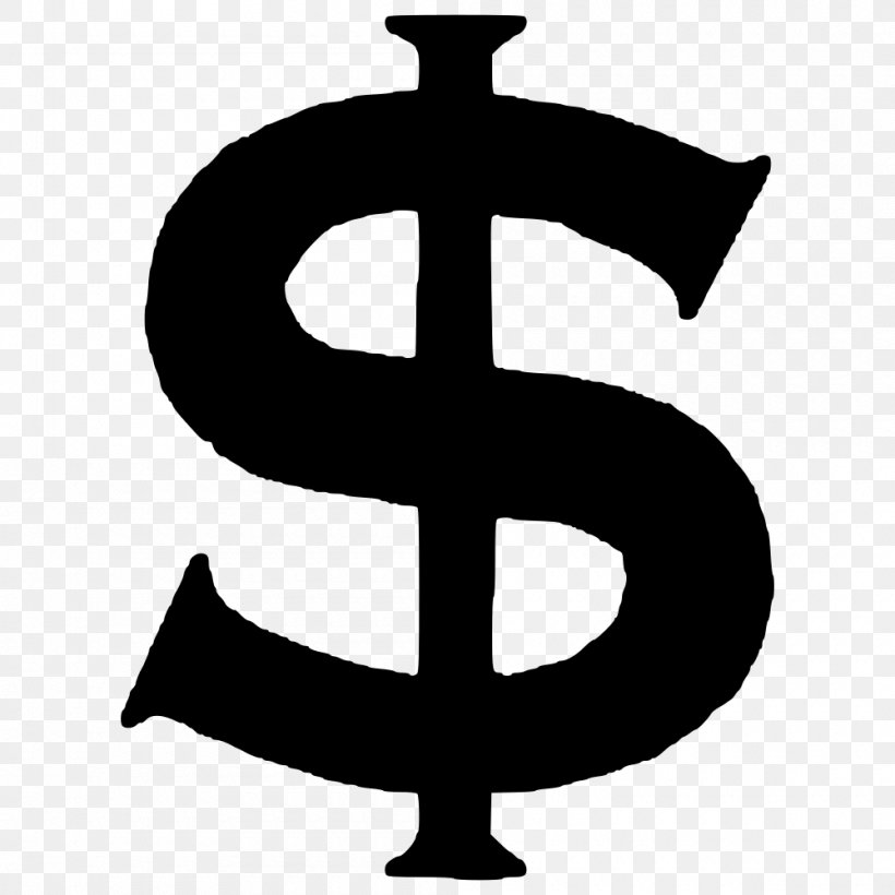 Dollar Sign Clip Art, PNG, 1000x1000px, Dollar Sign, Australian Dollar, Black And White, Currency, Currency Symbol Download Free