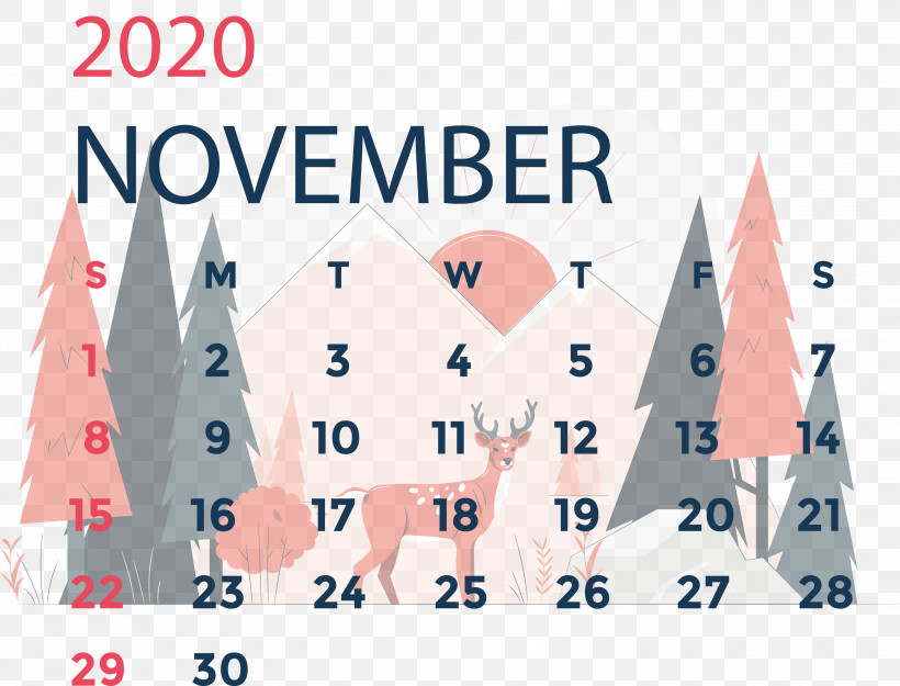 November 2020 Calendar November 2020 Printable Calendar, PNG, 3000x2290px, November 2020 Calendar, Area, Line, Meter, November 2020 Printable Calendar Download Free