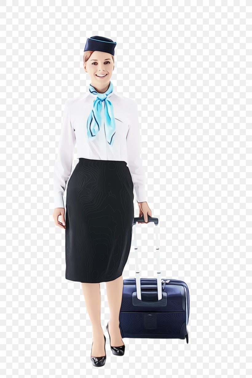 Clothing Pencil Skirt Turquoise Flight Attendant Standing, PNG, 1632x2448px, Watercolor, Baggage, Clothing, Fashion, Flight Attendant Download Free