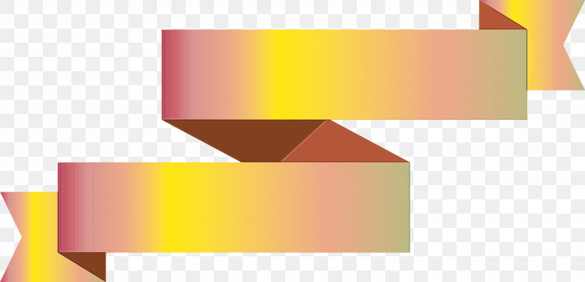 Yellow Line Material Property Font Rectangle, PNG, 3000x1450px, Ribbon, Line, Logo, Material Property, Multiple Ribbon Download Free