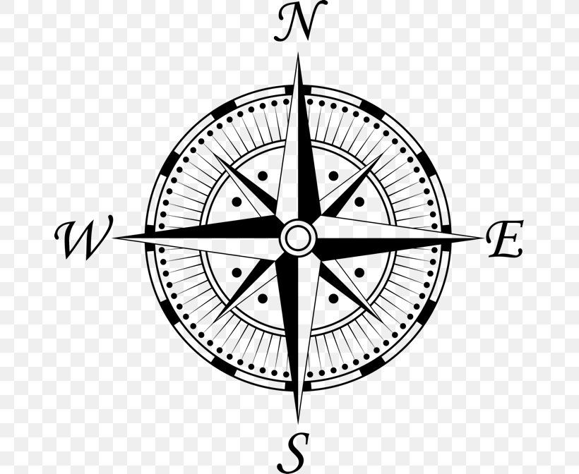 Compass Drawing Clip Art, PNG, 665x672px, Compass, Area, Art, Bicycle Wheel, Black And White Download Free