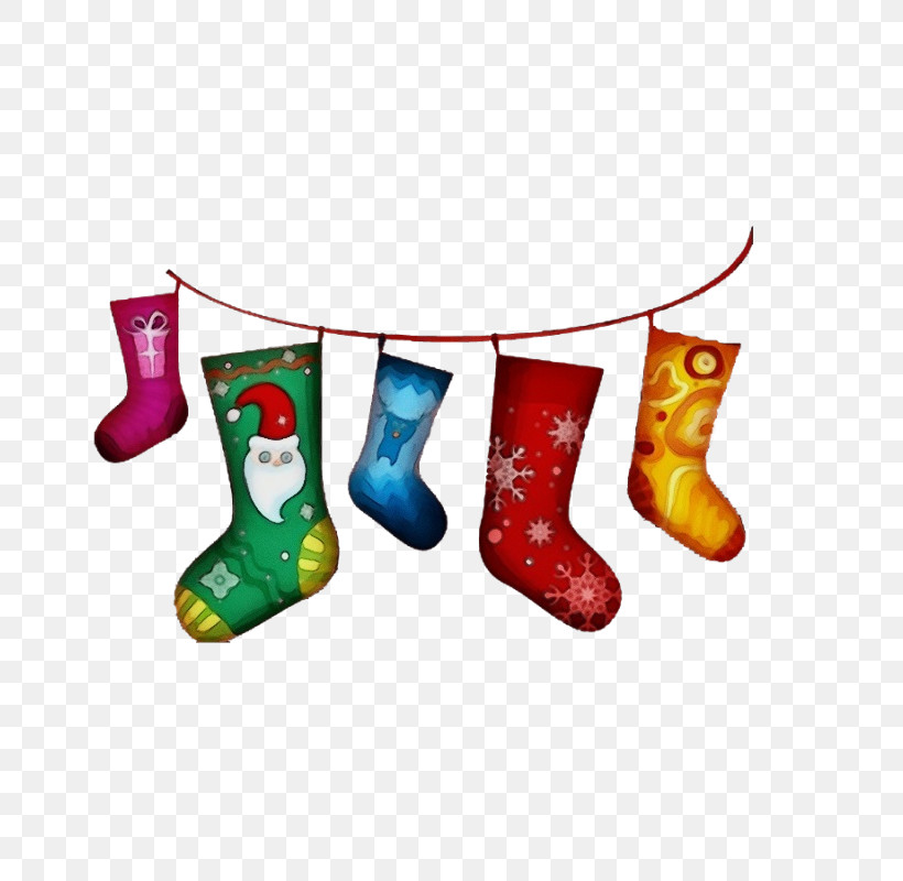Christmas Stocking, PNG, 800x800px, Watercolor, Christmas Decoration, Christmas Stocking, Footwear, Paint Download Free