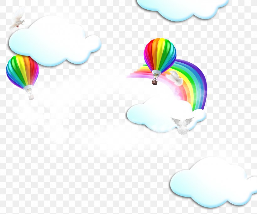 Hot Air Balloon Rainbow, PNG, 1799x1500px, Balloon, Designer, Hot Air Balloon, Rainbow, Sky Download Free