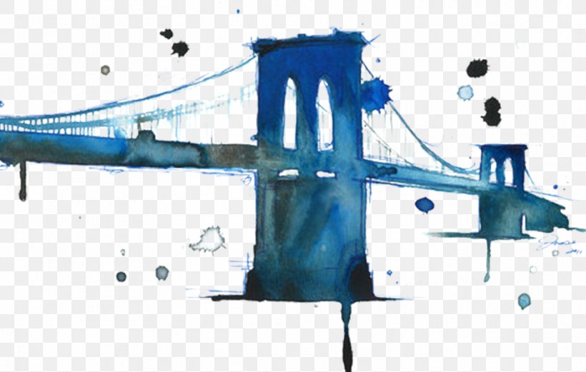 Brooklyn Bridge Watercolor Painting Printing, PNG, 937x596px, Brooklyn Bridge, Art, Bridge, Brooklyn, Canvas Print Download Free