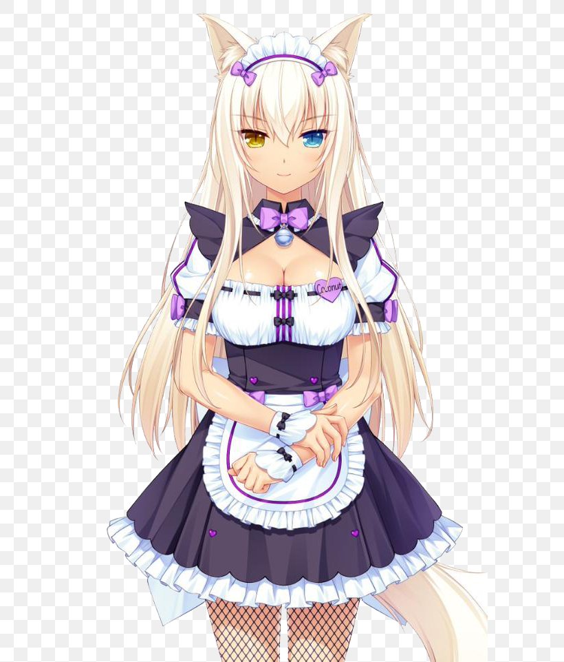 Nekopara Catgirl French Maid, PNG, 599x961px, Watercolor, Cartoon, Flower, Frame, Heart Download Free