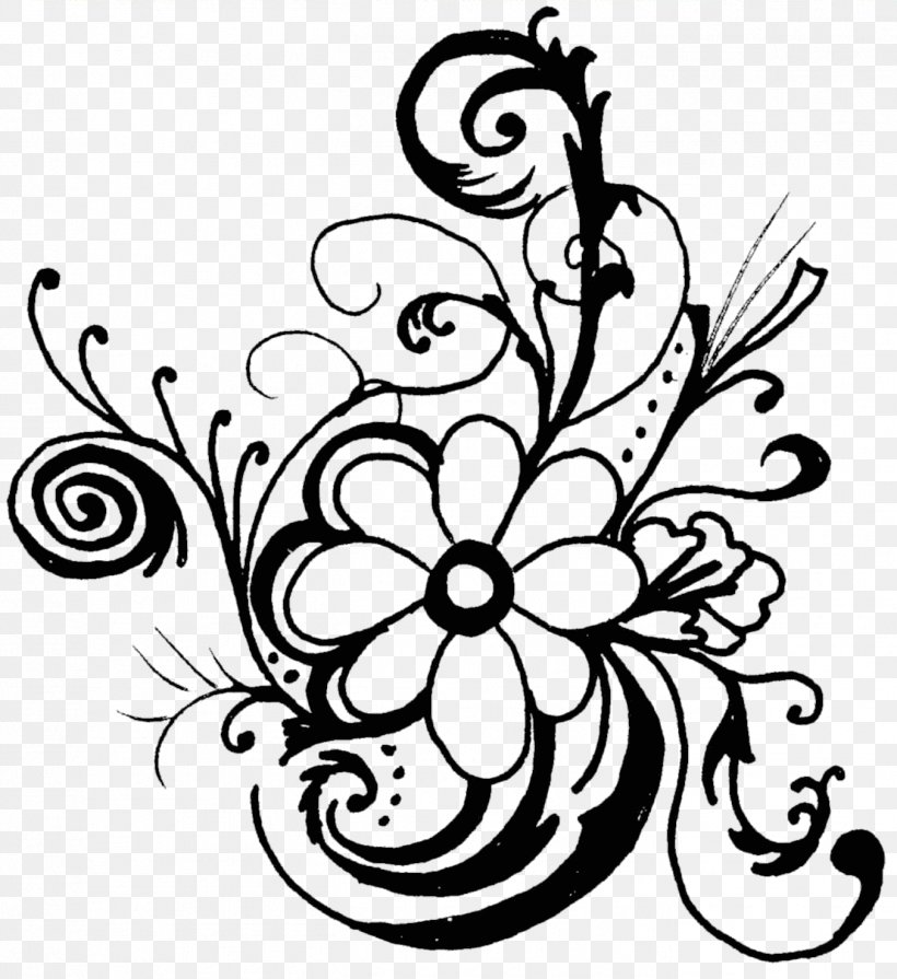 Flower Black And White Clip Art, PNG, 1352x1477px, Flower, Art, Artwork, Black And White, Blue Download Free