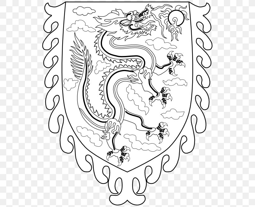 Black And White Line Art Drawing Dragon Clip Art, PNG, 555x666px, Watercolor, Cartoon, Flower, Frame, Heart Download Free