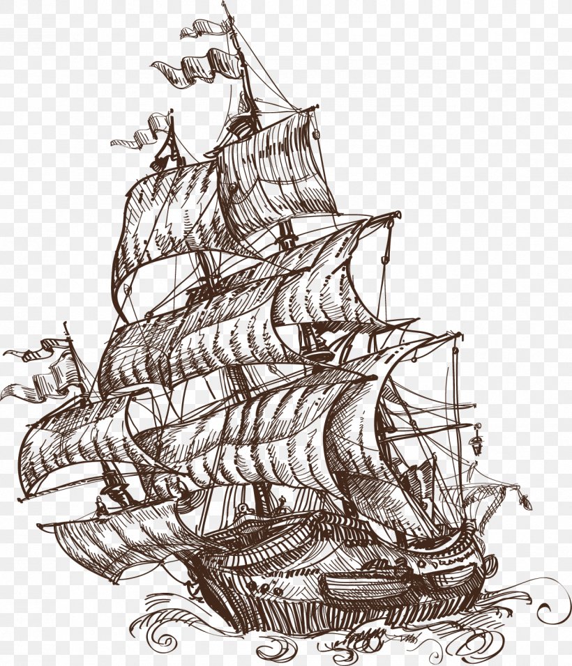 Sailing Ship Watercraft Illustration, PNG, 1288x1502px, Sailing Ship, Anchor, Artwork, Barque, Black And White Download Free