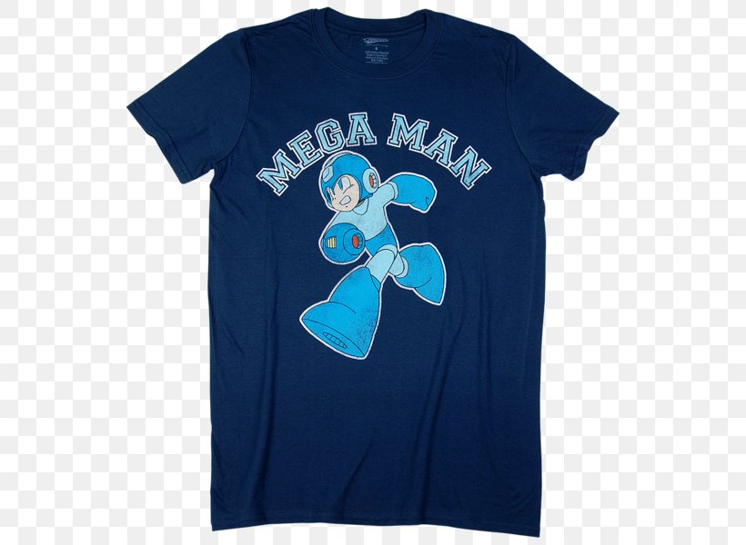 Printed T-shirt Mega Man 9 Neckline, PNG, 600x600px, Tshirt, Active Shirt, Blue, Brand, Clothing Download Free