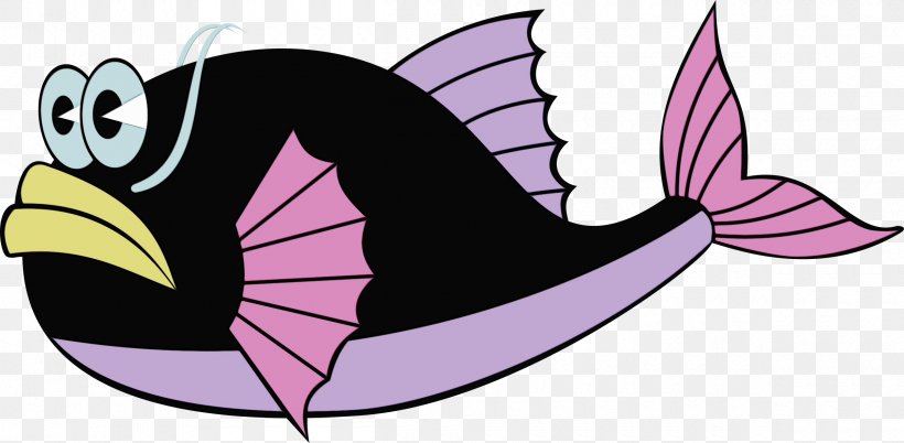 Clip Art Wing Purple Violet Tail, PNG, 2400x1177px, Watercolor, Butterfly, Fictional Character, Fish, Paint Download Free