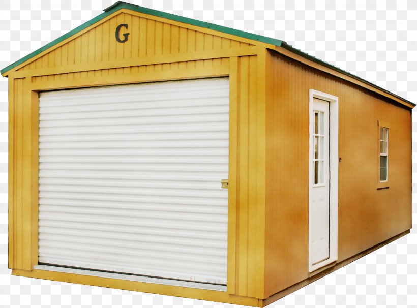Shed Property Building Garage Roof, PNG, 2978x2202px, Watercolor, Building, Door, Garage, Garden Buildings Download Free